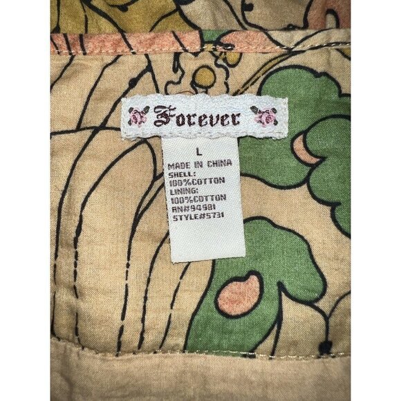 Vintage FOREVER 21 Cotton Floral Print A-Line Above Knee Skirt Size Large - Picture 7 of 8